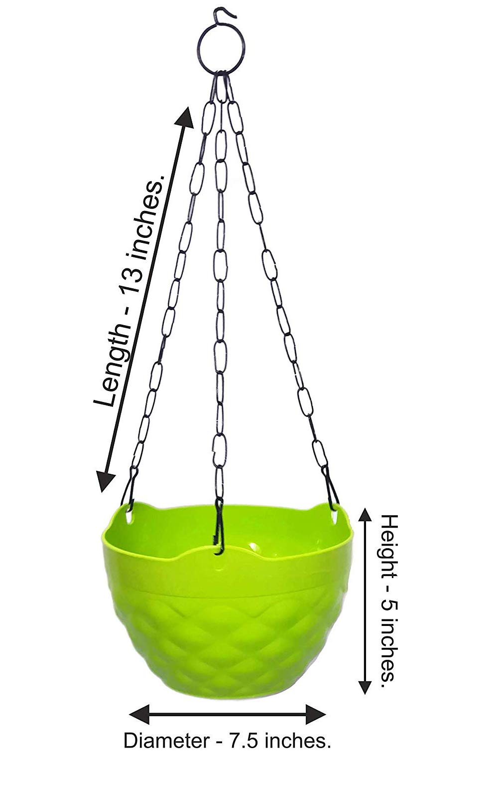 Go Hooked Plastic Hanging Pot, Multicolour, LxDxH - 19x12x13 cm, 7 Pieces