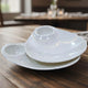 Go Hooked Melamine Compartment Plate Set of 2 | Premium Melamine Speckled White Thali with Dual Sauce & Chutney Sections | Lightweight, Break Resistant & Dishwasher Safe Dinner Plates