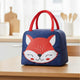 Go Hooked Kids Lunch Bag – Smiley Fox Design, Dark Blue Oxford Cloth with Red Handles | Thermal Lunch Tote for Boys & Girls | Reusable Food Storage Bag for School, Office, Picnic & Travel