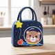 Go Hooked Kids Lunch Bag with Astronaut Bear Design | Navy Blue Thermal Insulated Oxford Cloth Lunch Tote with Star Print | Cute Reusable Food Storage Bag for School, Office, Picnic & Travel