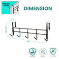Go Hooked Over The Door Hook Organizer, Hanging Organizer Rack | Steel Door Hook Hanger Wall Hook Rack (5 Hooks) (Brown)