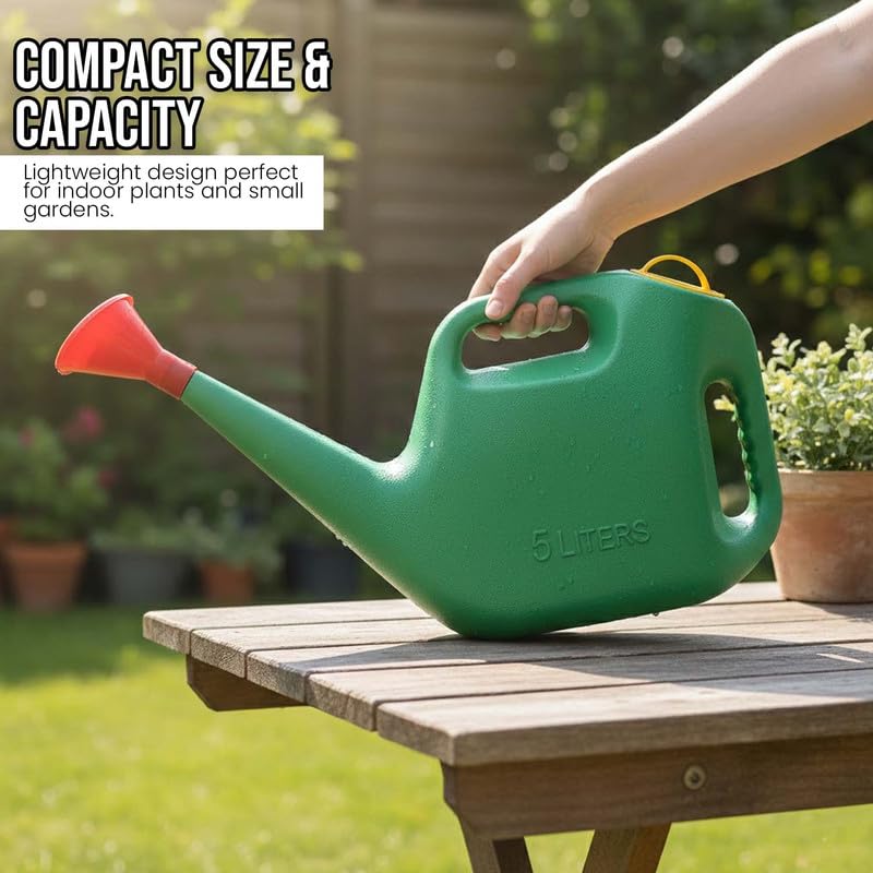 Bianco Premium Plastic Watering Can for Plants (Green) (5 litres)
