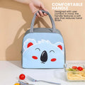 Go Hooked Kids Lunch Bag with Koala Face Design | Grey & Light Blue Thermal Insulated Oxford Cloth Lunch Tote | Cute Reusable Food Storage Bag for School, Office, Travel & Picnic