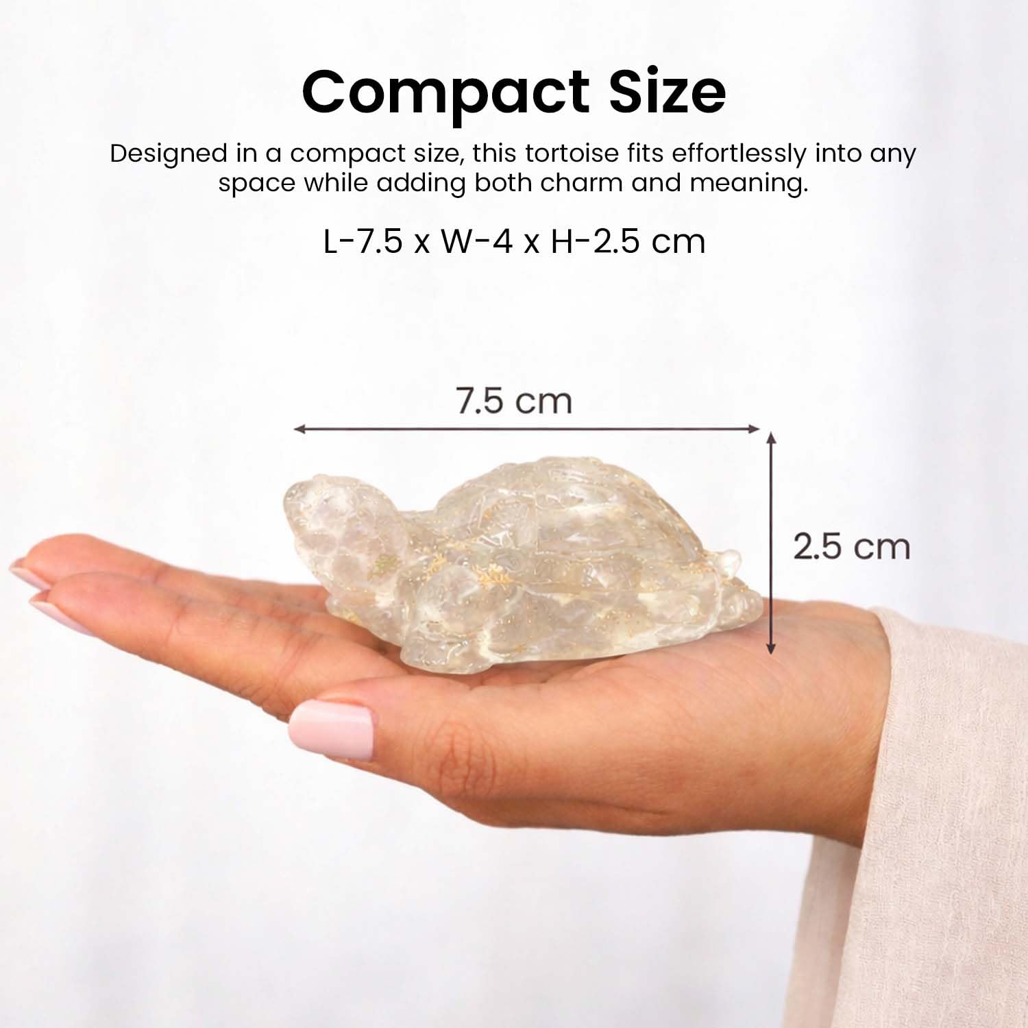 Go Hooked Natural Clear Quartz Crystal Tortoise for Vastu Balance & Energy Amplification | Feng Shui Turtle for Clarity, Healing & Positive Aura | Transparent Stone Showpiece Home, Office & Meditation