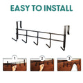 Go Hooked Over The Door Hook Organizer, Hanging Organizer Rack | Steel Door Hook Hanger Wall Hook Rack (5 Hooks) (Brown)