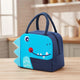Go Hooked Kids Lunch Bag with Dino Face Design | Blue Thermal Insulated Oxford Cloth Lunch Tote with Navy Sides | Durable Food Storage Lunch Bag for School, Office, Picnic & Travel