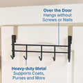Go Hooked Over The Door Hook Organizer, Hanging Organizer Rack | Steel Door Hook Hanger Wall Hook Rack (5 Hooks) (Brown)