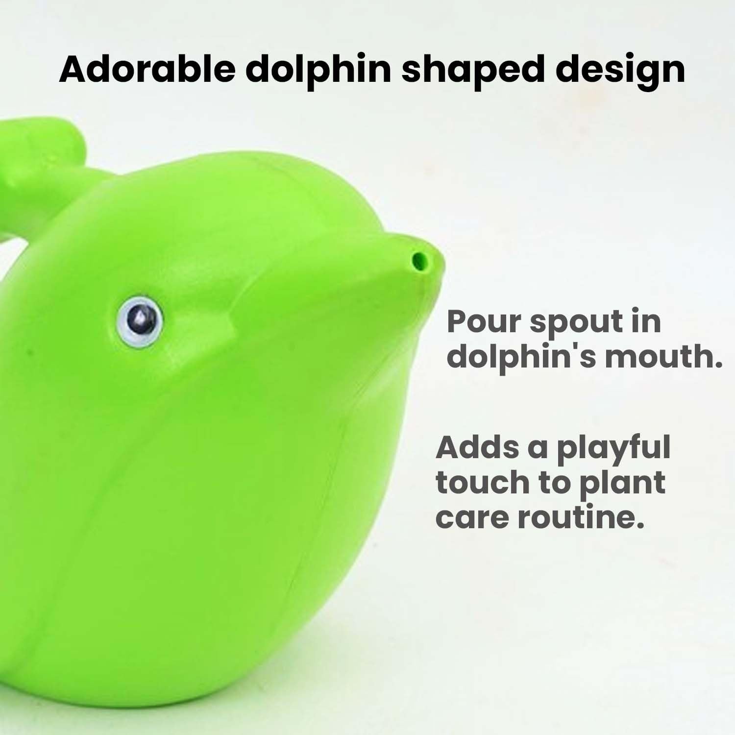 Go Hooked Plastic Dolphin Shape 1.5 Liter Kids Watering Can for House Plants & Garden Plants (Pack of 1, Yellow, 1.5 Liter)