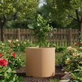 Go Hooked Tube 15 Inch Round Flower Pot for Plants | Lightweight Polymer Planter for Indoor Outdoor Use | Decorative Garden Pot for Balcony, Home, Office, Living Room, Patio & Terrace Decor (Brown)
