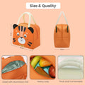Go Hooked Kids Lunch Bag – Tiger Face Design, Orange Oxford Cloth with Cream Handles | Thermal Lunch Tote for Boys & Girls | Reusable Animal Print Food Storage Bag for School, Office, Picnic & Travel