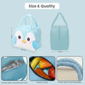 Go Hooked Kids Lunch Bag with Penguin Face Design | Light Blue & White Thermal Insulated Oxford Cloth Lunch Tote with Cute Animal Print | Storage Lunch Box Bag for School, Office, Picnic & Travel