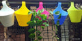 Go Hooked Plastic Hanging Planter for Plants, Railing Flower Pots, Pot Diameter (22 cm), Pot Height (17 cm) (Set of 3)(Green)