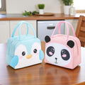 Go Hooked Kids Lunch Bag Set of 2 – Panda & Penguin Design | Thermal Oxford Cloth Lunch Tote | Reusable Cute Animal Lunch Box Bags for School, Office, Picnic & Travel
