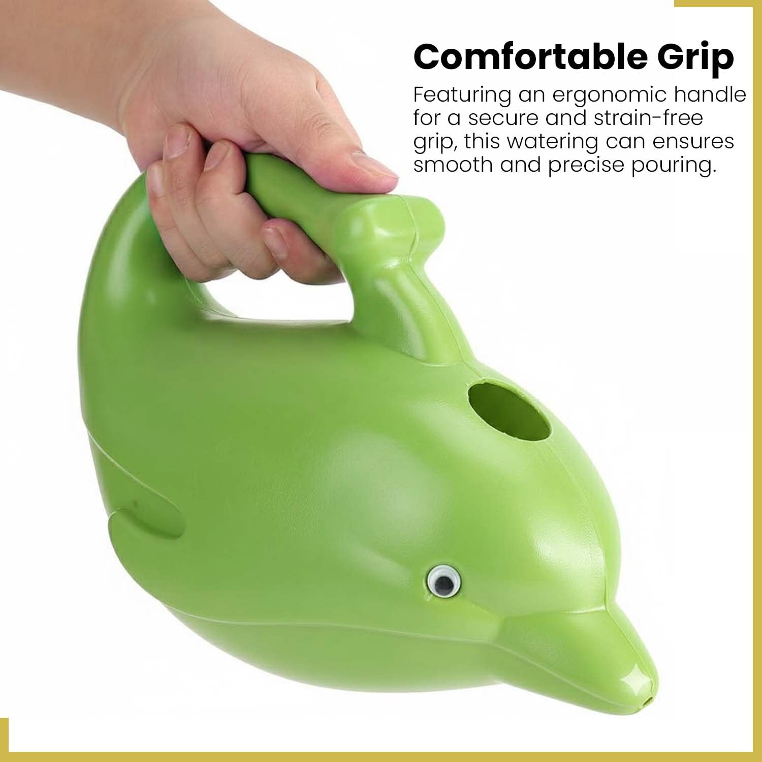 Go Hooked Plastic Dolphin Shape 1.5 Liter Kids Watering Can for House Plants & Garden Plants (Pack of 1, Yellow, 1.5 Liter)