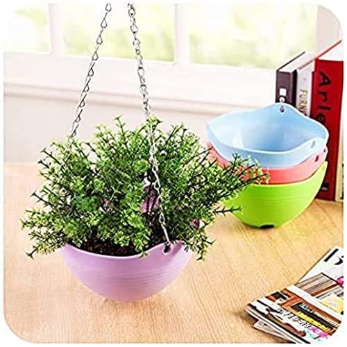Go Hooked Plastic, Metal Hanging Pots with Chain, Assorted , 7.3 Inch, Pack of 6