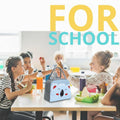 Go Hooked Kids Lunch Bag with Koala Face Design | Grey & Light Blue Thermal Insulated Oxford Cloth Lunch Tote | Cute Reusable Food Storage Bag for School, Office, Travel & Picnic
