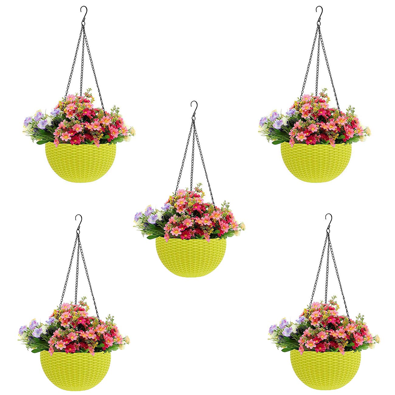 Go Hooked Plastic Hanging Pot, Dark Brown, Pot Diameter- 7.1 Inch, Pot Height-4.8 Inch, Pot Thickness-3 mm, Chain Length-13 inch Approx.