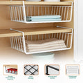 Go Hooked 16 Inch Undershelf Storage Basket Pack of 2 | Multipurpose Under Shelf Organizer | Hanging Wire Basket for Cabinet, Shelf, Cupboard, Pantry, Closet, Desk, and Bathroom (White)