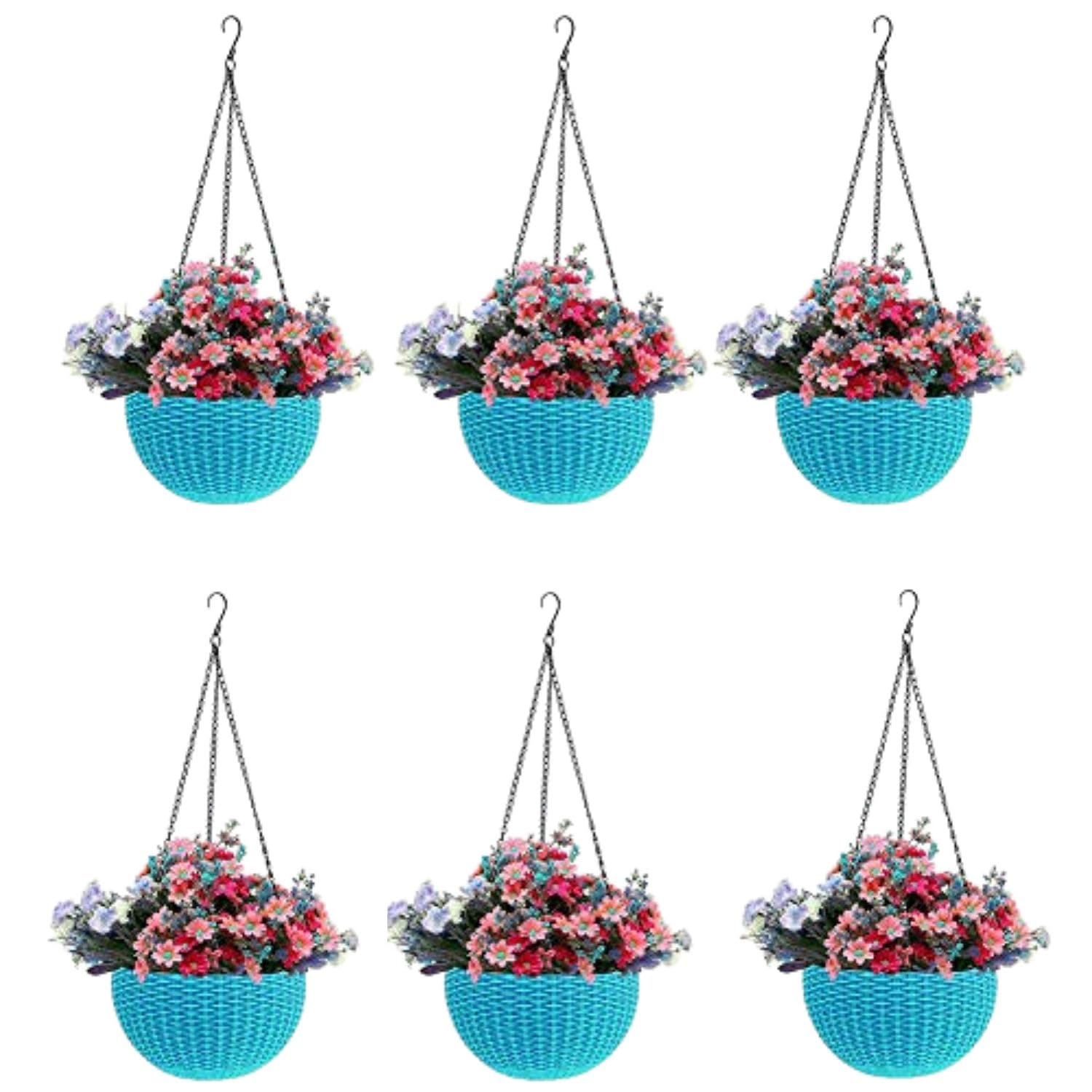 Go Hooked Plastic Hanging Pot, Dark Brown, Pot Diameter- 7.1 Inch, Pot Height-4.8 Inch, Pot Thickness-3 mm, Chain Length-13 inch Approx.