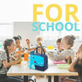 Go Hooked Kids Lunch Bag with Dino Face Design | Blue Thermal Insulated Oxford Cloth Lunch Tote with Navy Sides | Durable Food Storage Lunch Bag for School, Office, Picnic & Travel