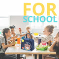 Go Hooked Kids Lunch Bag with Astronaut Bear Design | Navy Blue Thermal Insulated Oxford Cloth Lunch Tote with Star Print | Cute Reusable Food Storage Bag for School, Office, Picnic & Travel