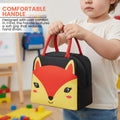Go Hooked Kids Lunch Bag with Fox Face Design | Black & Yellow Thermal Insulated Oxford Cloth Lunch Tote with Red Handles | Reusable Cute Food Storage Bag for School, Office, Picnic & Travel