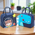 Go Hooked Kids Lunch Bag Set of 2 – Astronaut Bear & Dino Design | Thermal Oxford Cloth Lunch Tote | Waterproof, Lightweight & Reusable Tiffin Carry Bag for School, Office, Picnic & Travel