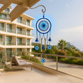 Go Hooked Evil Eye Dreamcatcher Wind Chime with Bells & Hanging Beads 64cm Height| Blue Wall Hanging Decoration for Positive Energy, Good Luck & Home Décor, Balcony, Living Room & Gift (Design F1)