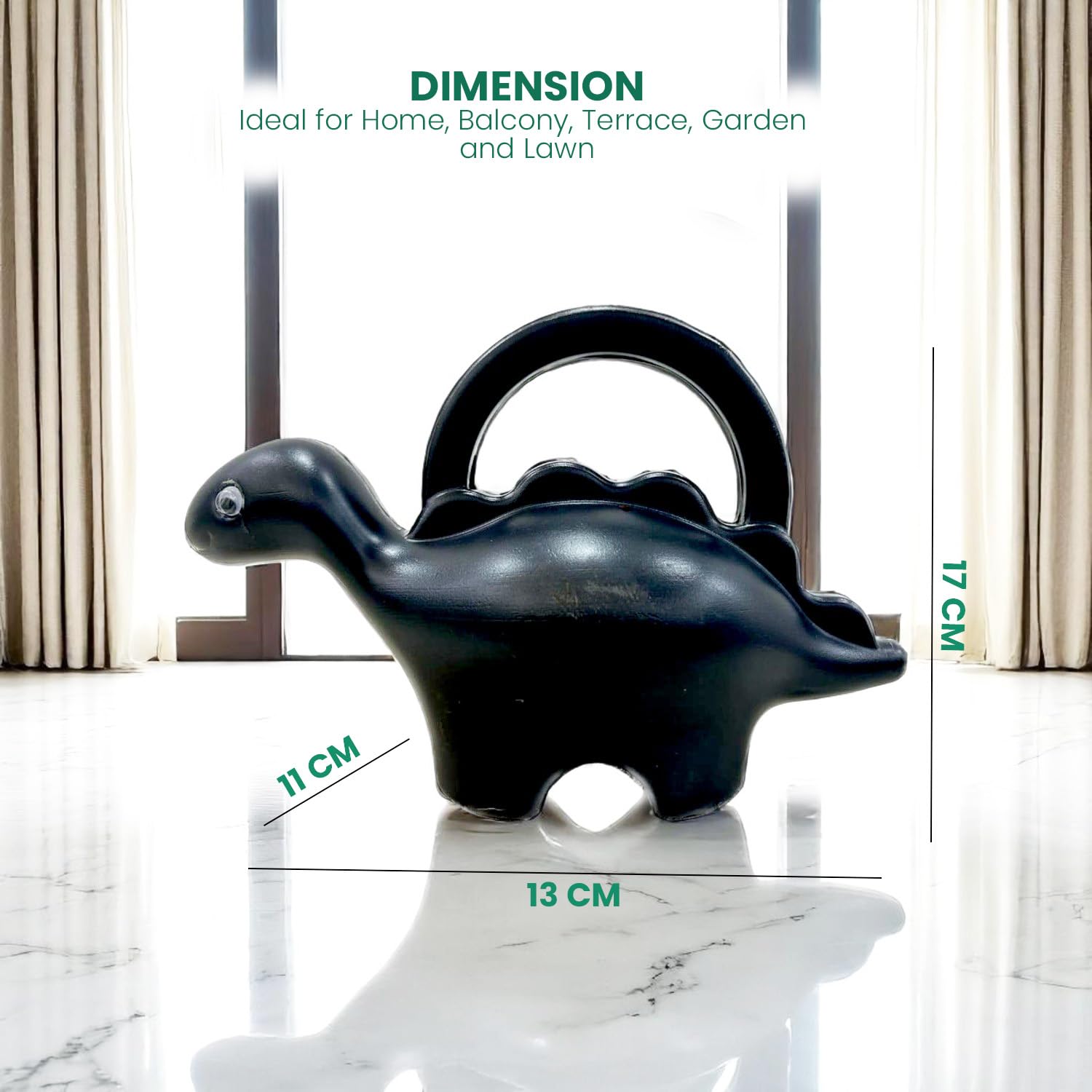 Go Hooked Plastic Dinosaur Shape 1 Liter Kids Watering Can for House Plants & Garden Plants Roar Some Gardening Dino Shaped Delight Garden Time Travel (Pack of 1, Gray, 1 Liter)