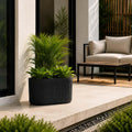 Go Hooked Large Oval Planter Pot Aurelia Modern Ribbed Texture Finish UV & Weather Resistant Decorative Floor Planter for Balcony, Patio, Terrace, Garden & Entrance