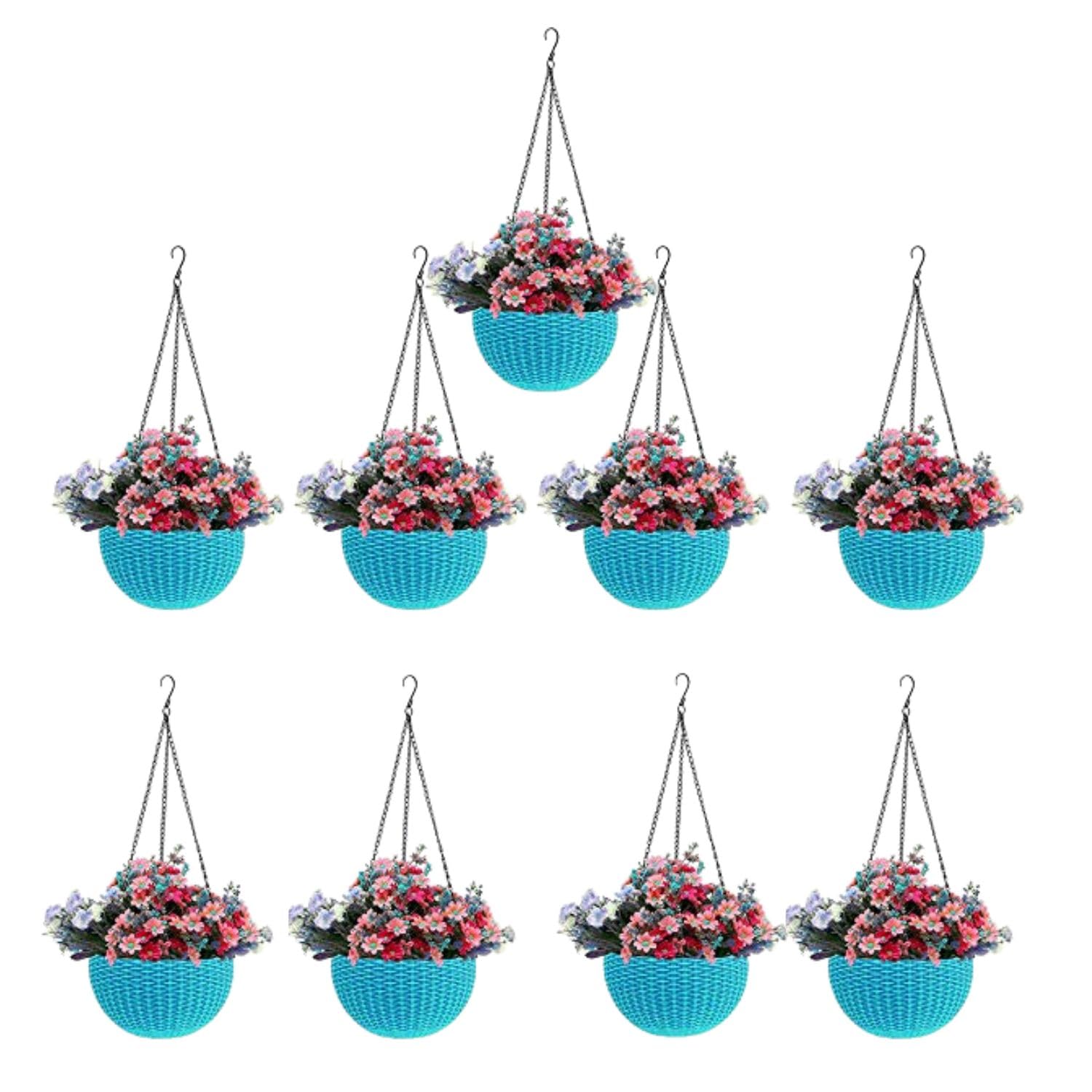 Go Hooked Plastic Hanging Pot, Dark Brown, Pot Diameter- 7.1 Inch, Pot Height-4.8 Inch, Pot Thickness-3 mm, Chain Length-13 inch Approx.