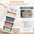Go Hooked Foldable Wardrobe Organizer with Drawer Style Pull Out Design | Pack of 5 Small (44x34x14.5 cm) Shelf Storage Box | Heavy Duty Plastic Shirt Stacker for Cupboard, Almirah & Closet | White