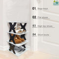 Go Hooked Shoe Rack 4-Tier Durable Plastic Organizer with Modern Black & White Design Lightweight Storage for Shoes, Sneakers and Sandals Easy to Assemble with Anti-Slip Frame for Stability