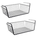 Go Hooked Multipurpose 16 Inch Under Shelf Basket Powder Coated Iron Under Cabinet Organiser Undershelf Organiser Basket Under Shelf Storage Rack for Kitchen Bedroom Office Pack of 2 Black