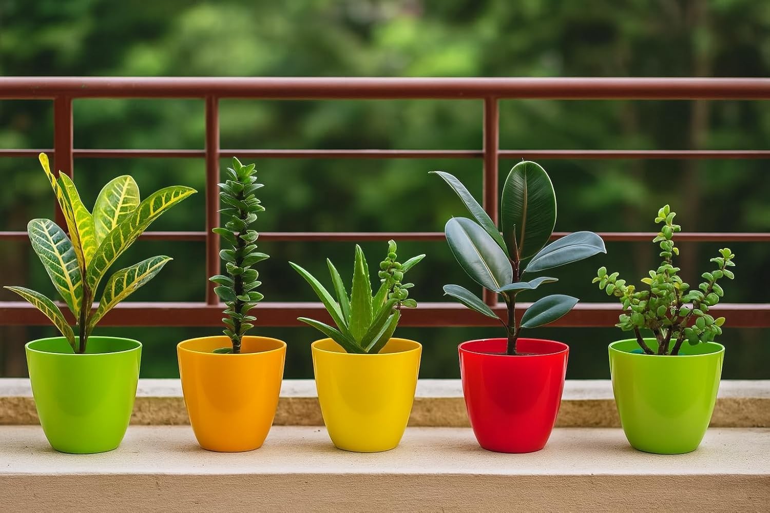 Go Hooked Plastic Indoor Plant Pot, Multicolor, Size -13x13x10cm, 6 Pcs Small