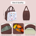 Go Hooked Kids Lunch Bag with Winky Cow Design | Brown Thermal Insulated Oxford Cloth Lunch Tote with White Front | Cute Animal Food Storage Lunch Bag for School, Office, Picnic & Travel