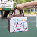 Go Hooked Kids Lunch Bag with Winky Cow Design | Brown Thermal Insulated Oxford Cloth Lunch Tote with White Front | Cute Animal Food Storage Lunch Bag for School, Office, Picnic & Travel