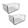 Go Hooked Multipurpose 16 Inch Under Shelf Basket Powder Coated Iron Under Cabinet Organiser Undershelf Organiser Basket Under Shelf Storage Rack for Kitchen Bedroom Office Pack of 2 Black