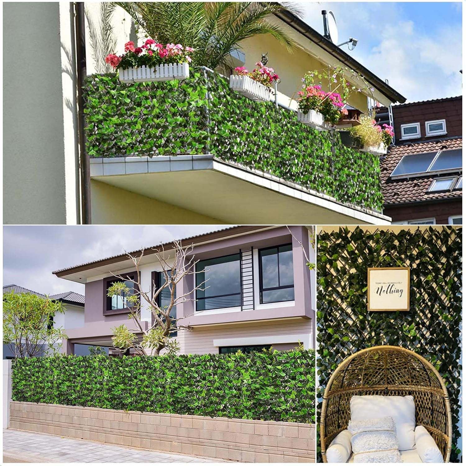 Go Hooked Durable Plastic Artificial Grass Fence for Outdoor Decor Plastic Versatile Maintenance Free Easy Install Weather Resistant UV Decorative Protected Green Pack of 1