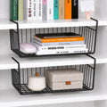 Go Hooked 16 Inch Under Shelf Basket Black Powder Coated Iron for Maximum Storage Efficiency Optimize Your Space for Kitchen and Pantry Home and Office Set of 2