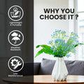 Go Hooked Artificial Flowers with Majesty Vase 45cm Approx | 5Pcs Light Blue Baby’s Breath Gypsophila | 4Pcs Fern Leaves | Real Touch Faux Plant Décor for Living Room, Bedroom, Office & Tabletop