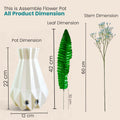 Go Hooked Artificial Flowers with Majesty Vase 45cm Approx | 5Pcs Light Blue Baby’s Breath Gypsophila | 4Pcs Fern Leaves | Real Touch Faux Plant Décor for Living Room, Bedroom, Office & Tabletop
