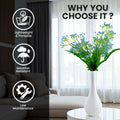 Go Hooked Artificial Flowers with Surahi Vase 60cm Approx | 5Pcs Light Blue Baby’s Breath Gypsophila | 4Pcs Fern Leaves | Real Touch Faux Plant Décor for Living Room, Bedroom, Office & Tabletop