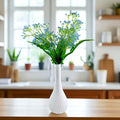 Go Hooked Artificial Flowers with Surahi Vase 60cm Approx | 5Pcs Light Blue Baby’s Breath Gypsophila | 4Pcs Fern Leaves | Real Touch Faux Plant Décor for Living Room, Bedroom, Office & Tabletop