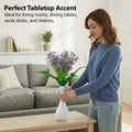 Go Hooked Artificial Flowers with Surahi Vase 60cm Approx | 5Pcs Lavender Baby’s Breath Gypsophila | 4Pcs Fern Leaves | Real Touch Faux Plant Décor for Living Room, Bedroom, Office & Tabletop