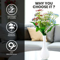 Go Hooked Artificial Flowers with Surahi Vase 60cm Approx | 5Pcs Red Baby’s Breath Gypsophila | 4Pcs Fern Leaves | Real Touch Faux Plant Décor for Living Room, Bedroom, Office & Tabletop