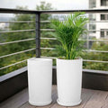 Go Hooked 18 Inch Tower Pots with Saucer Tray Planter - Lightweight, Durable Outdoor & Indoor Planters, Perfect for Balcony & Terrace Gardens (White, Pack of 3)