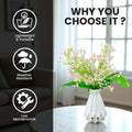 Go Hooked Artificial Flowers with Majesty Vase 45cm Approx | 5Pcs Light Pink Baby’s Breath Gypsophila | 4Pcs Fern Leaves | Real Touch Faux Plant Décor for Living Room, Bedroom, Office & Tabletop