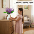 Go Hooked Artificial Flowers with Majesty Vase 45cm Approx | 5Pcs Purple Baby’s Breath Gypsophila | 4Pcs Fern Leaves | Real Touch Faux Plant Décor for Living Room, Bedroom, Office & Tabletop