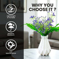 Go Hooked Artificial Flowers with Majesty Vase 45cm Approx | 5Pcs Purple Baby’s Breath Gypsophila | 4Pcs Fern Leaves | Real Touch Faux Plant Décor for Living Room, Bedroom, Office & Tabletop